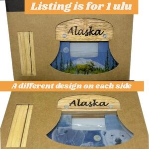 Van Zyle Moose & Polar Bear, Alaska Ulu Knife with Stand (1)